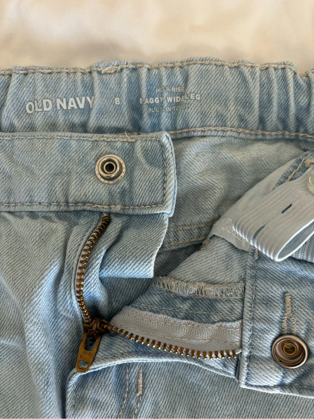 Girls High-Rise Baggy Wide-Leg Jeans — Size 8